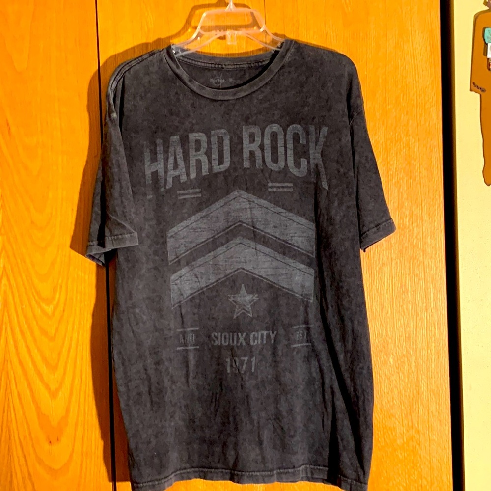 Hard Rock Cafe Sioux City distressed gray large cotton tee t shirt men army EUC